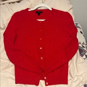 J. Crew Red Cardigan Sweater Classic Knit
